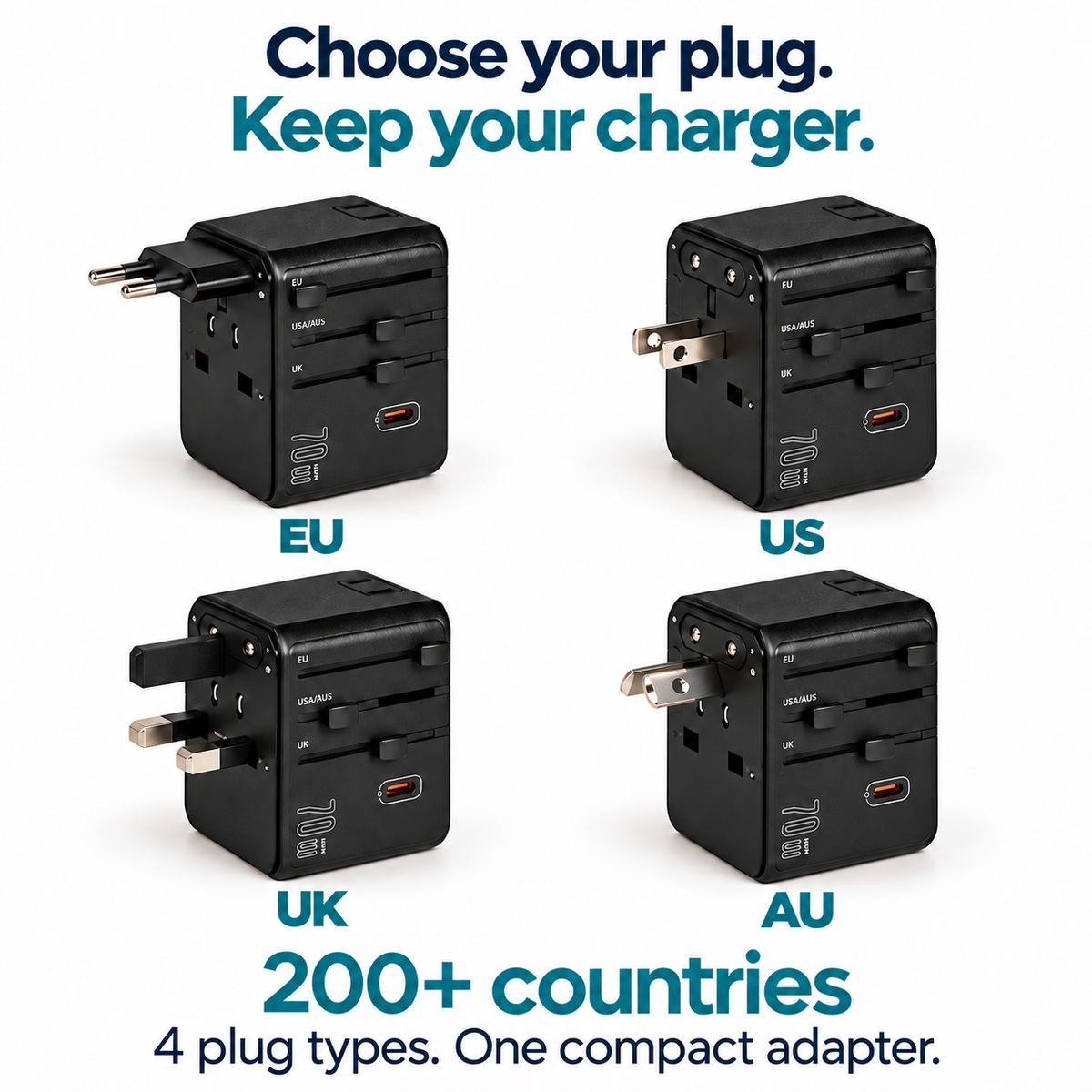 G70 PRO Universal Travel Adapter & Fast Charger